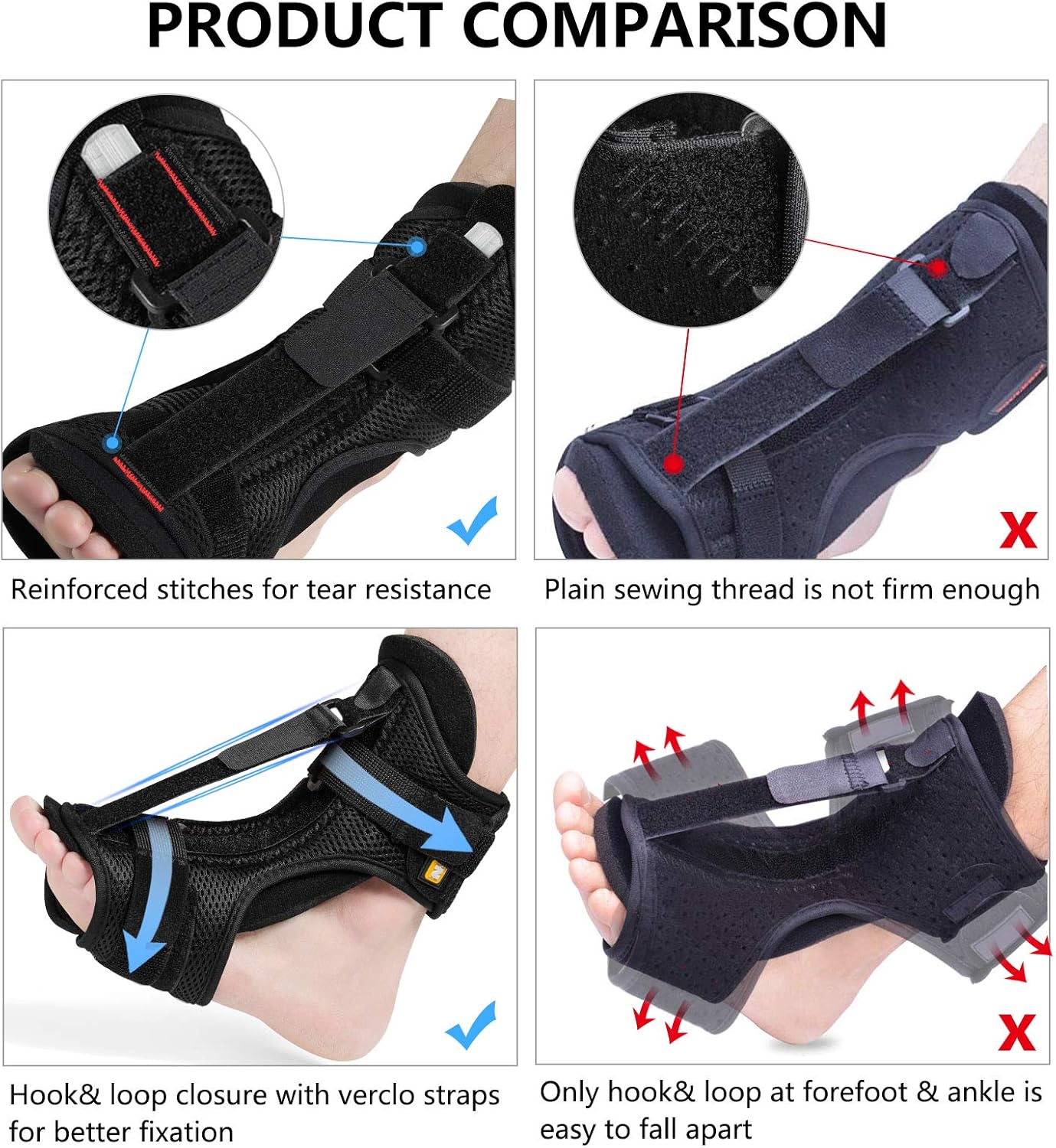 Plantar Fasciitis Night Splint Ankle Brace with Cold Pack Massage Ball Elastic Band for Arch Support Achilles Tendonitis Relief: Health & Personal Care