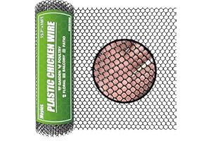 Moyios Black Plastic Chicken Wire Mesh Roll 15.7IN x 10FT, 500GSM Heavy Duty Hexagonal Fencing - Garden Netting for Poultry, Dog Rabbit Barrier, Floral Craft Wire, Easy to Cut Durable Mesh Fencing