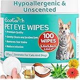 Premium Eye Wipes for Dogs & Cats - 100 Pcs - Pet Eyes Cleaning Pads to Remove Tear Stains, Crust & Discharge - Perfect for P