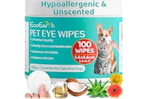 Premium Eye Wipes for Dogs & Cats - 100 Pcs - Pet Eyes Cleaning Pads to Remove Tear Stains, Crust & Discharge - Perfect for P