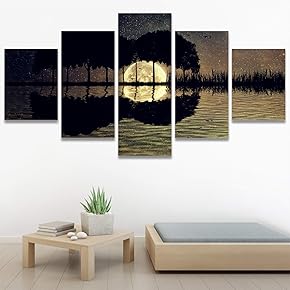 SIGNWIN 5 Panel Canvas Wall Art Trees Arranged...