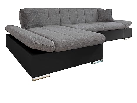 Mirjan24 Ecksofa Malwi mit Regulierbare Armlehnen Design Eckcouch mit Schlaffunktion und Bettkasten, L-Form Sofa vom Herstell
