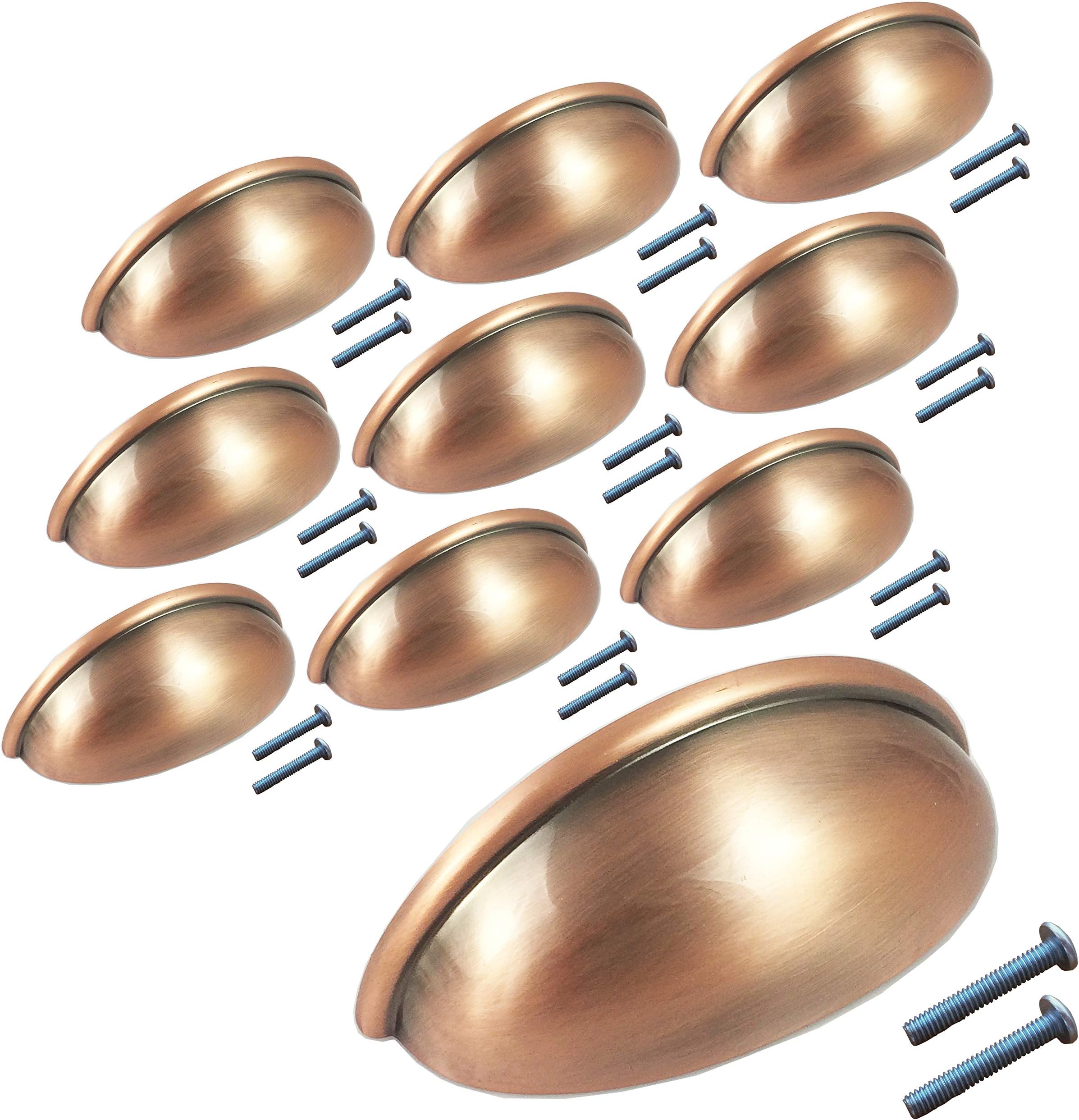 (10 Pack, CC: 3 Inch) Swiss Kelly Hardware Antique Copper Kitchen Cabinet Handles Drawer Pulls