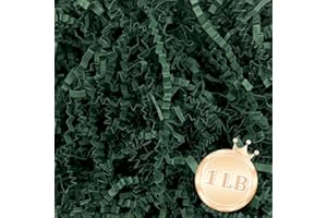 Zankubom 1 LB Dark Green Crinkle Cut Paper Shred Filler Great for Gift Wrapping, Basket Fillers, Birthday, Gift Wrapping, Anniversary, Halloween Thanksgiving Christmas Party Decor Filling Supplies