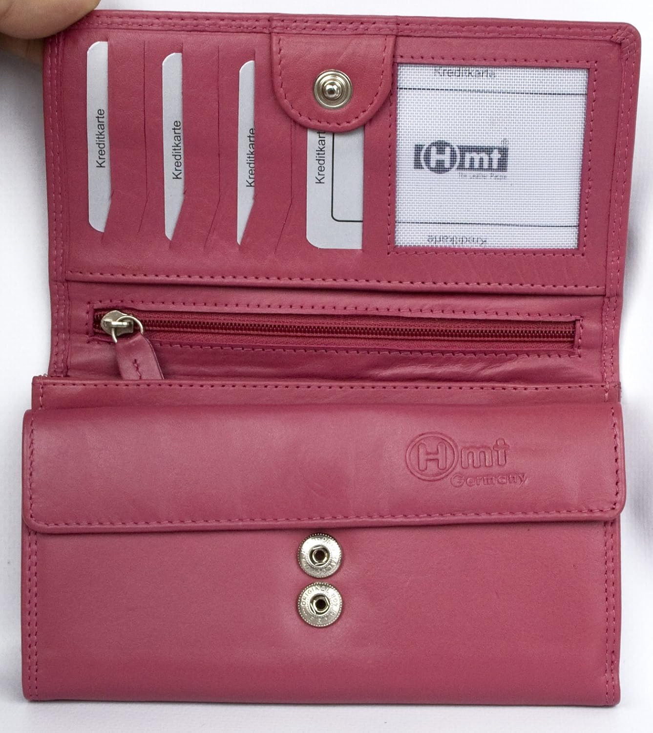HMT Women's pink soft genuine leather wallet without any logos or markings - Image 3