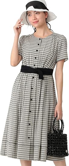 Amazon トゥー ビー シック To Be Chic アセテートギンガムワンピース W5j ワンピース チュニック 通販