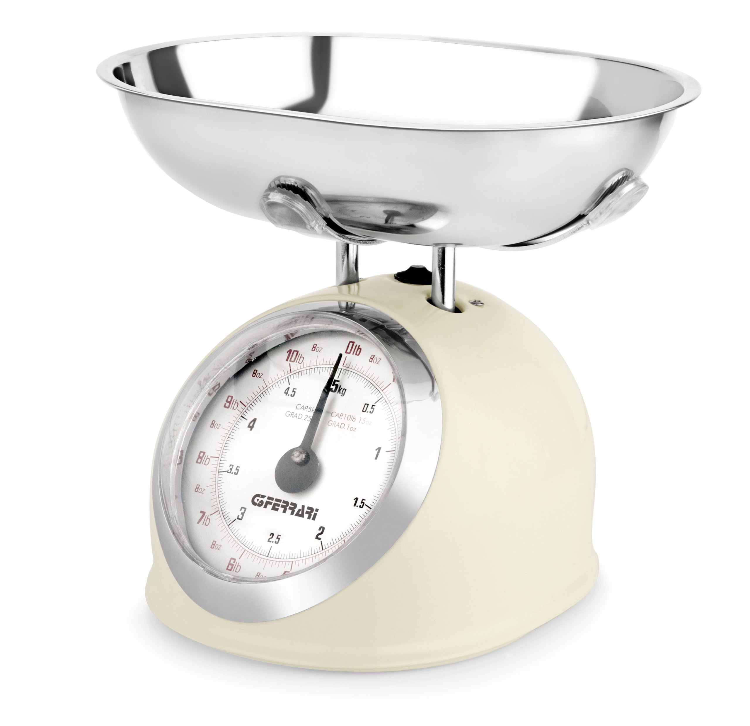 G3Ferrari Aska Mechanical Kitchen Scales - All metal construction - Ivory / Chrome finish