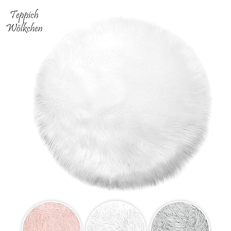 Teppich Wölkchen Lammfell-Teppich Kunstfell Schaffell Imitat | Wohnzimmer Schlafzimmer Kinderzimmer | Als Faux Bett-Vorleger 