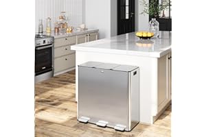 Takywep Triple Trash Can with Lid 90 Liters - 24 Gals Stainless Steel 3 Compartment Trash and Recycle Bin Combo with Separated Lid and Foot Pedal Trash Can