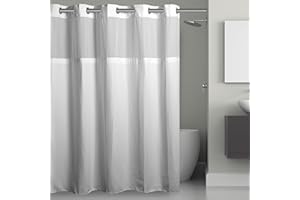Hookless It's A Snap! 3-in-1 Shower Curtain With Waffle Fabric, Sheer Top Window, Flex-On Rings & Liner, 71" x 74", White
