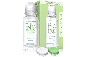 Biotrue Contact Solution, Multi-Purpose Solution with Lens Case, Cleans, Conditions, Hydrates, Disinfects, Removes Protein, Dirt & Debris, Contact Lens Cleaner & Storage, 2 Fl Oz (Pack of 1)