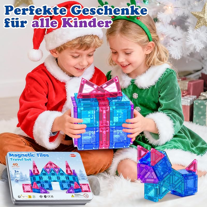 Mini Magnetische Bausteine 40PCS Magnetbausteine Reiseset Spiel