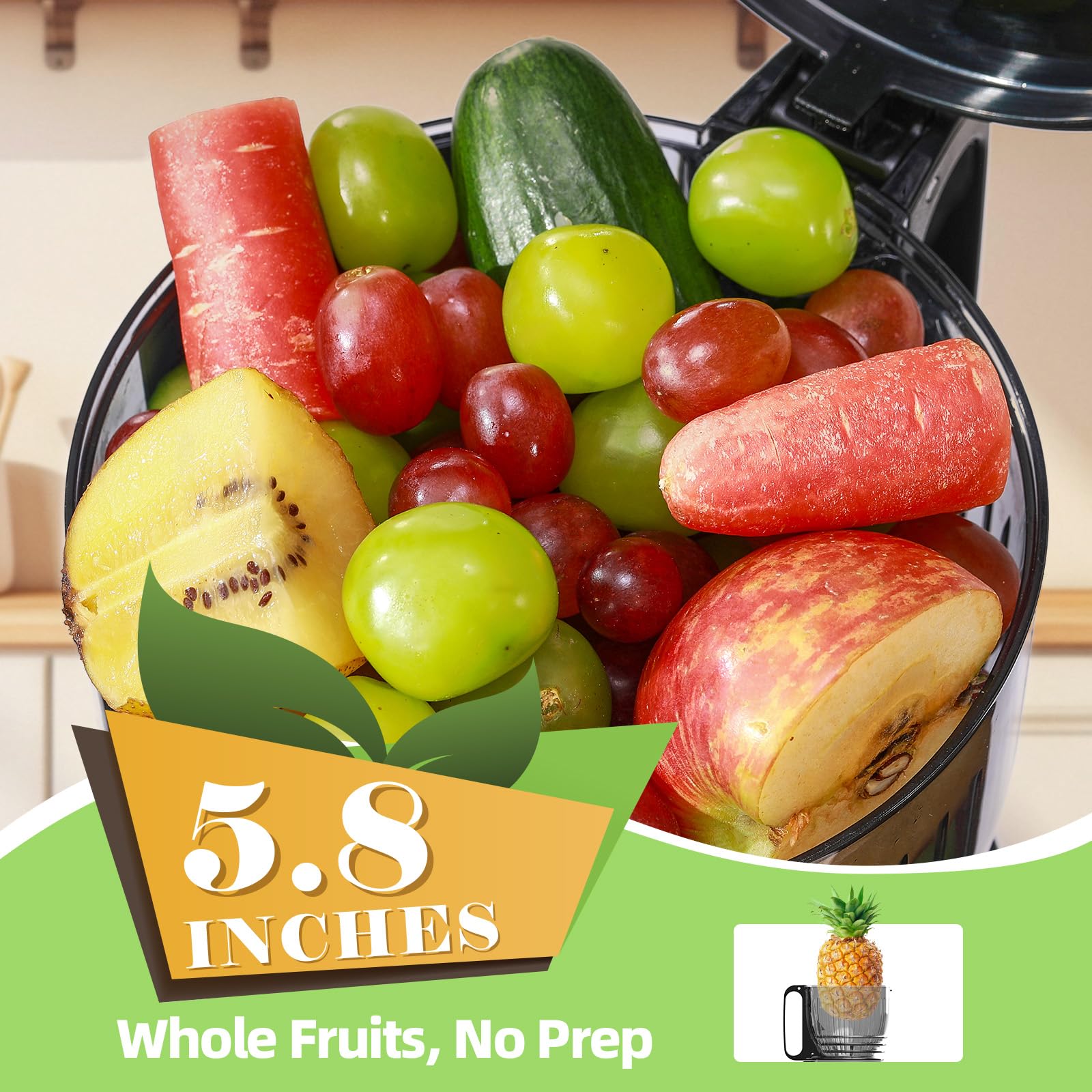 Godspeeds® Cold Press Juicer Machine, Slow Juicer with 5.8
