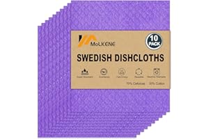 MoLKENE Swedish Dishcloths - 10 Pack Reusable Kitchen Dishcloths - Ultra Absorbent Dish Towels for Washing Dishes - Cellulose