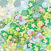 JINDUODUO 60Pcs Flatback Resin Slime Charms, Kawaii Assorted Cute Charms for DIY Crafts, Scrapbooking, Phone Case Decor, Bulk Assorted Ornaments (Green)