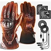 BORLENI Heated Motorcycle Gloves, Fingertip Heating, Waterproof, Touchscreen, 3000 mAh Battery, Car USB Power Supply