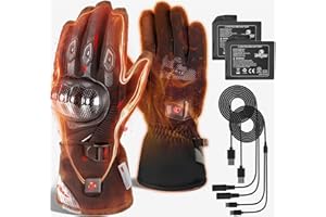BORLENI Heated Motorcycle Gloves, Fingertip Heating, Waterproof, Touchscreen, 3000 mAh Battery, Car USB Power Supply