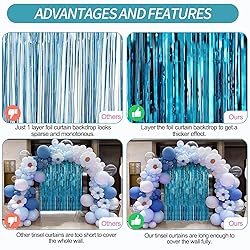 Crosize 3 Pack 3.3 x 9.9 ft Blue Foil Fringe