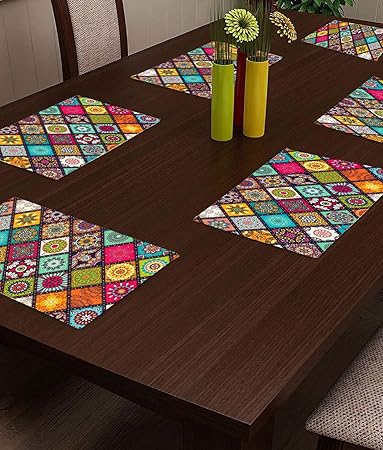 CASA-NEST PVC Printed Placemats for Dining Table and Kitchen (45 x 30 cm) Set of 6 Pieces