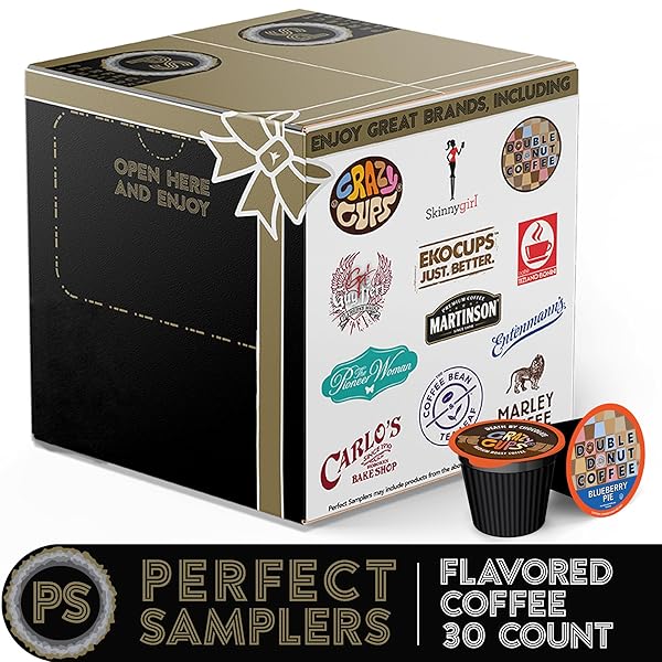 PERFECT SAMPLERS FLAVORED COFFEE VARIETY SAMPLER PACK, ASSORTED FLAVORS IN SINGLE SERVE PODS FOR KEURIG K-CUP MACHINES, 30 COUNT