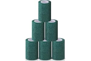 Threlaco 6 Rolls Self Adhesive Bandages Wrap No Chew Bandage for Pets Bitter Bandage Wrap for Dogs and Cats Wound Wrap(Dark Green,3 Inches x 5 Yd)