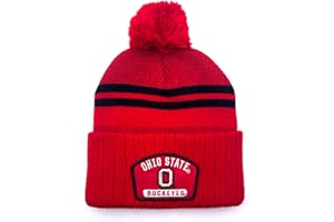 C5 SPORTS Officially Licensed Ohio State Cuffed Knit Pom Beanie Hat Classic Edition Team Logo Cap