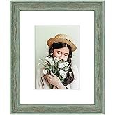 Golden State Art, 8x10 Green Picture Frame with White Mat for 5x7 Photos or 8x10 Without Mat - Acrylic Plexiglass