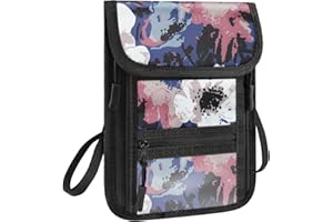 Capolo Travel Neck Wallet with RFID Blocking, Passport Holder Neck Pouch for Men and Women - Hidden Security Passport Wallet for Cash and Documents, watercolorprint