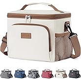 Lifewit Reusable Insulated Lunch Bag, Portable Cooler Freezable Soft Lunchbox Leakproof with Adjustable Shoulder Strap for Men Women Adult for Work Picnic or Travel, 9L 12 Can, Cream