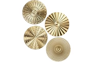 Hicarer 4 Pcs 12 Inch Metal Wall Art Decor Sunburst Hanging Metal Artwork Decor Wall Art Decorations for Home Living Room Office Gift for Christmas(Gold)