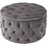 Christopher Knight Home Zelfa Velvet Ottoman, Grey
