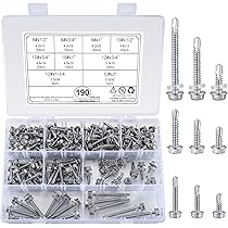 150 PCS #10 Stainless Steel Self-Tapping Screws - 3 Size Assortment Kit