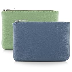 TIESOME 2Pcs Coin Purse, PU Lychee Pattern Zipper