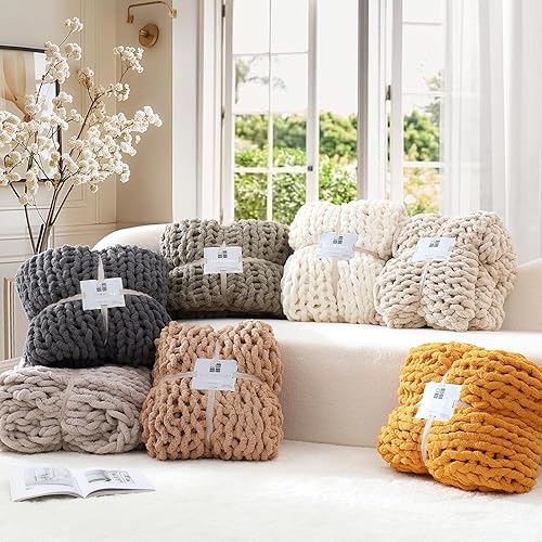 Chunky Knit Blanket Cream King Size Throw WRENSONGE Cream White