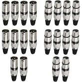 Togconn (20 Pack) 3-Pin XLR Cable Connector, Zinc Alloy Shell (10 Male &amp; 10 Female) Solder Type Microphone Line Snake Plug Adapter, Mic Audio Socket for High Conductivity and Ultra-Low Noise