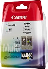 Canon PG37 Black CL38 Colour Ink Cartridge Bundle Pack Original view 2