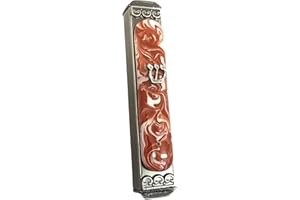 TAMARA BASKIN ART GLASS Mezuzah, Easy Mount, Art Glass on Metal Case *Gift Box and Non-Kosher Scroll Included* (Earth)