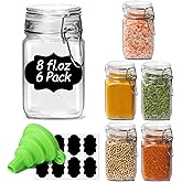 ComSaf Small Glass Jars with Airtight Lid Set of 6, Spice Jars 8 oz, Mason Jars 8 oz, Small Canning Jar, 8oz Jars with Lids for Kitchen, Jam, Jelly, Honey, Herb, Candy, Beans, Dessert, Sugar, Parfait