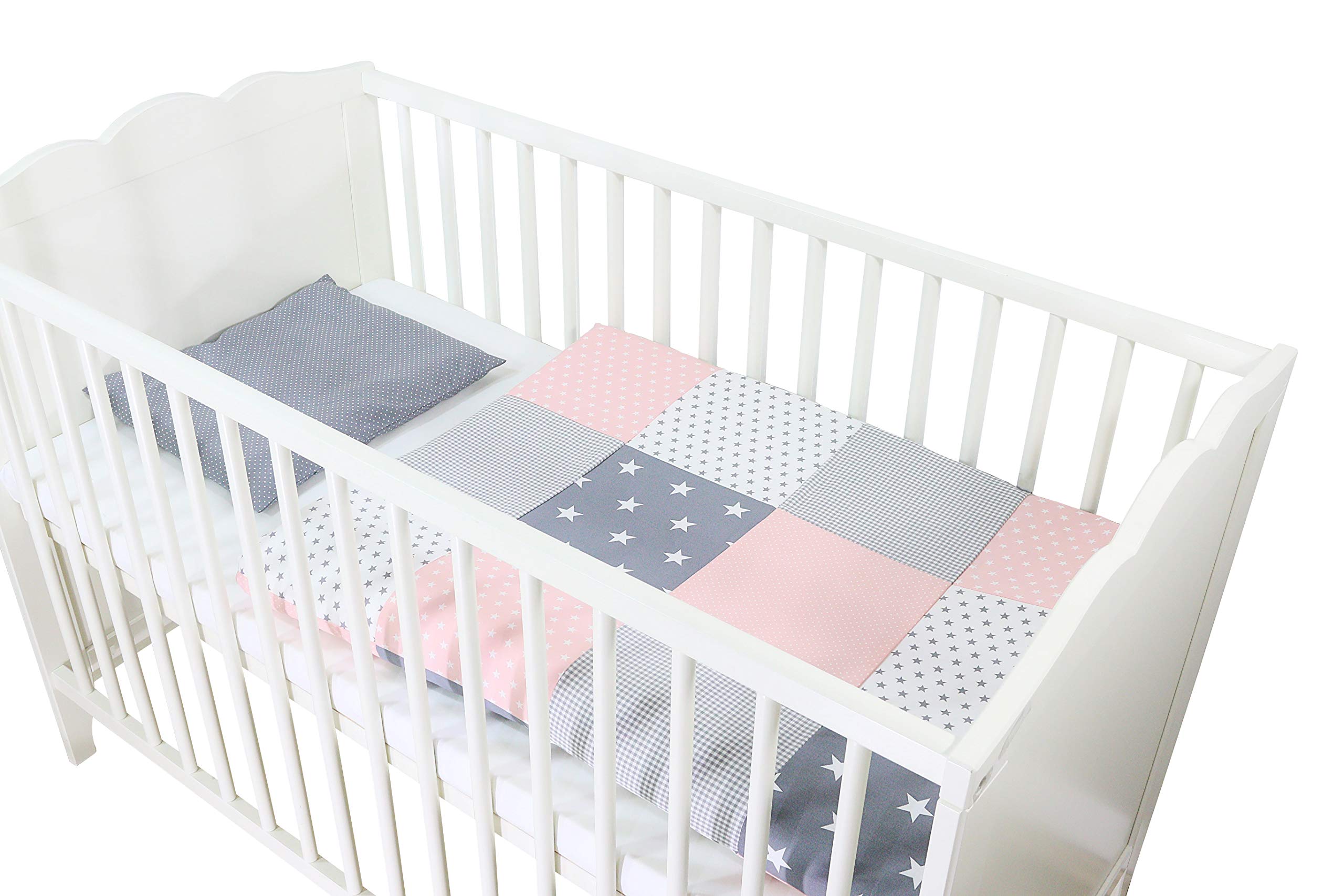 pink grey cot bedding