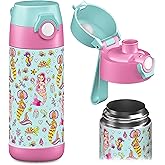 Jarlson® Kids Water Bottle MALI [12OZ] - No Straw Stainless Steel Thermo Bottle - Insulated Waterbottle Leak Proof for School & Sports - Thermo Tumbler for Boys & Girls (Mermaid)