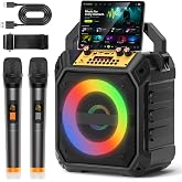 VICTRESS 30W Karaoke Machine Adults with 2-Way Coaxial Driver&amp;2 Mics,Black | Made for Music and Clearer Vocals,Fuller Sound,4000mAh Rechargeable,Portable,Bluetooth 5.4/TF/SD/USB,AUX,REC,7 RGB Lights