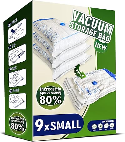 STORAGE MASTER Space Saver Bags 9 Small Vacuum Storage Bags 80% Space
