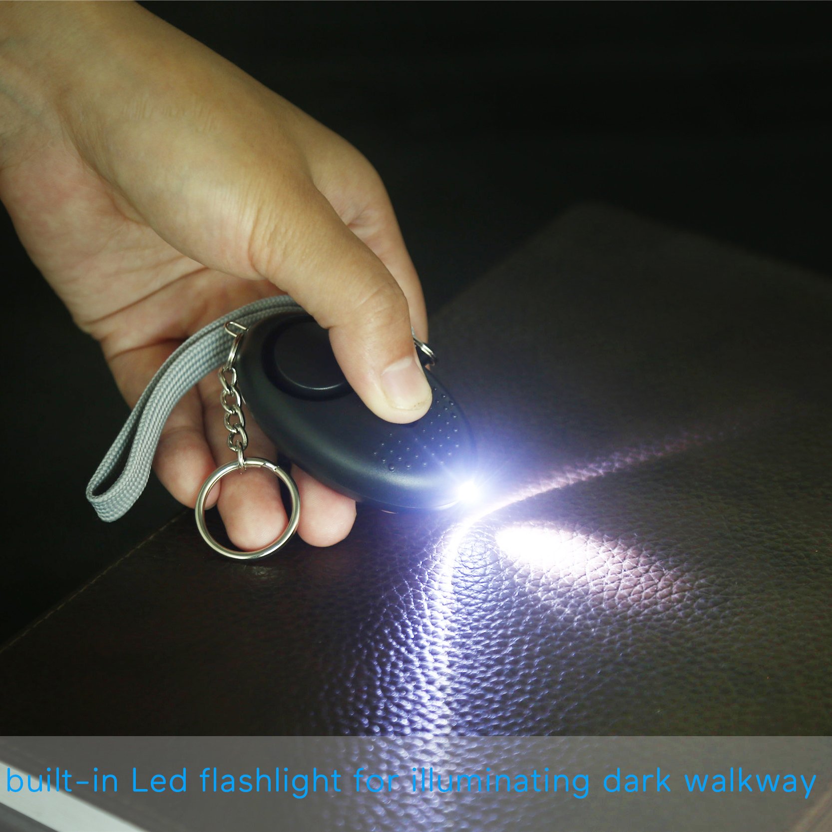 Personal Alarm Keychain for Women, Safe Sound Personal Alarm, Portable Personal Alarm for Girls, 130DB Emergency Self-Defense Security Alarm system w/ LED Light for Outdoor Men Girls Elderly Black