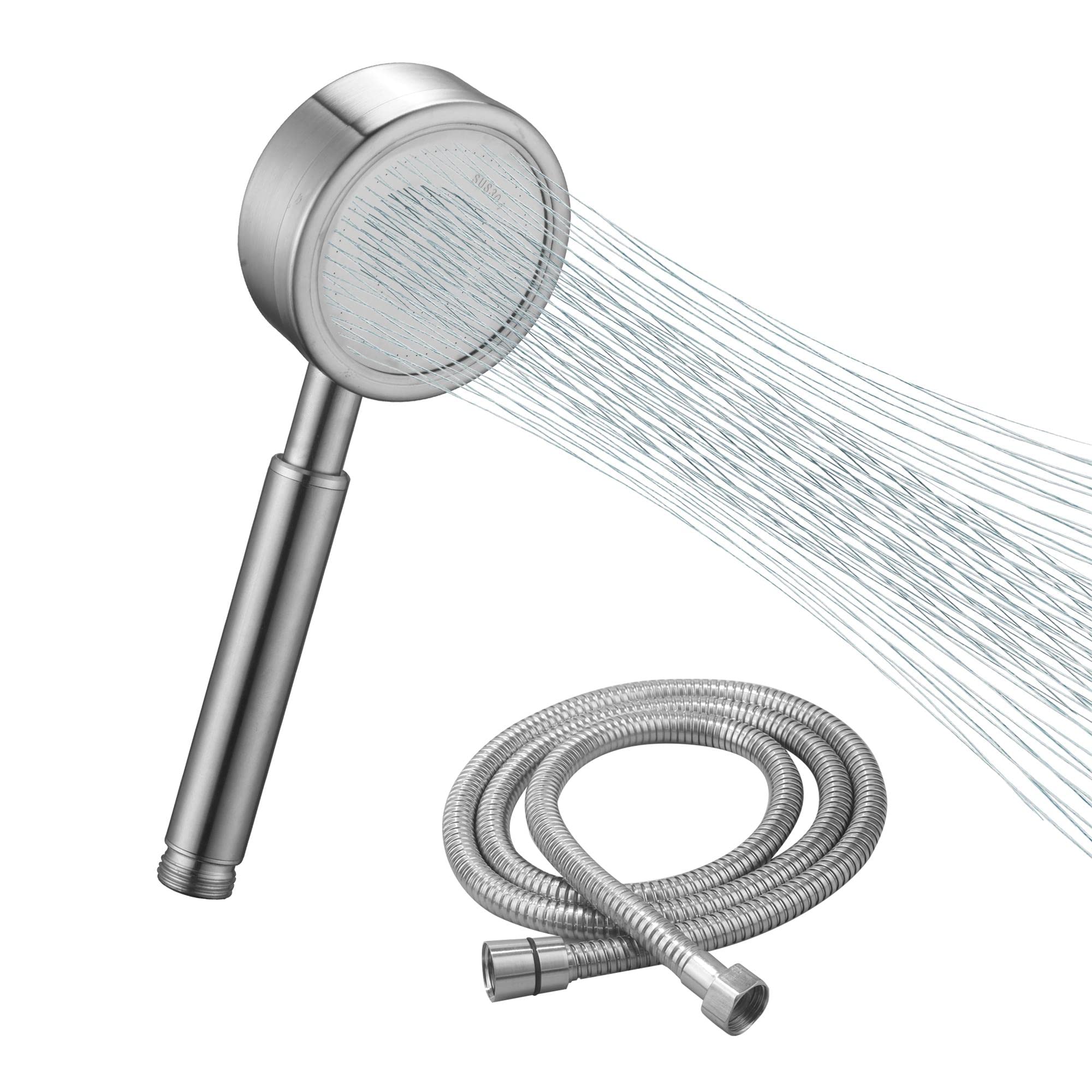 All Metal Handheld Shower Head with Filter SUS304 Stainless Steel Showerhead Set with 59 Inch Hose- High Pressure 2.5 GPM- Brushed Nickel