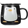 Moyishi Lovely Cute 10.58oz Holds Tea Coffee Milk Ceramic Mug Cup Birthday Christmas Gifts Best Gift (Penguin)