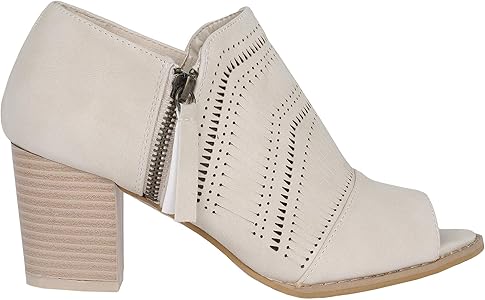 laser cut booties low heel