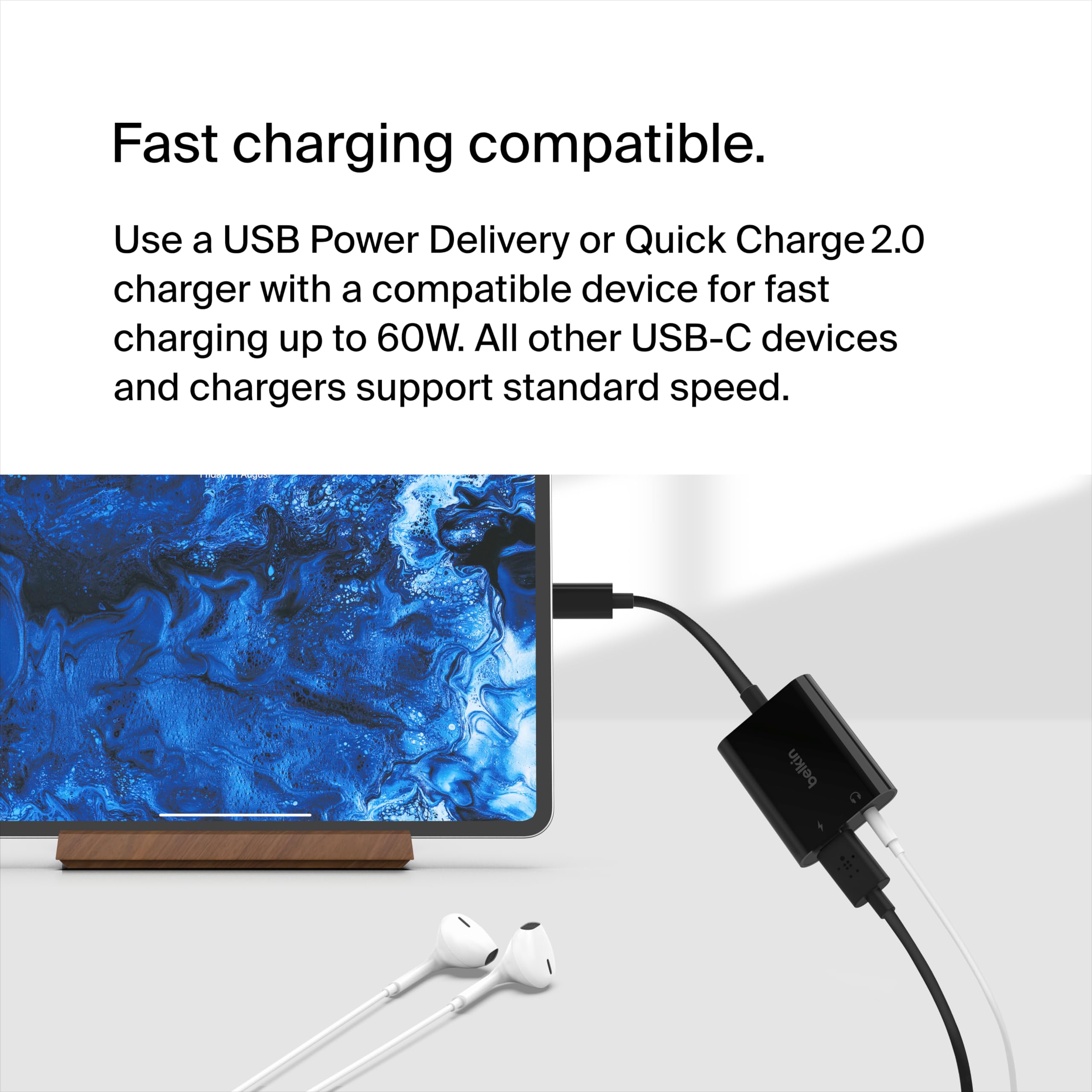 Belkin RockStar™ 3.5mm Audio with USB-C Charge Adaptor Included, USB-C Audio Adaptor Compatible with iPad Pro, Galaxy, Note, Google Pixel, LG G6, Sony Xperia, OnePlus and More - Black