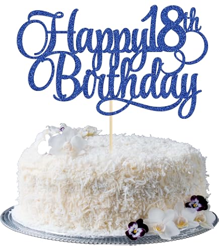 Happy 18th Birthday Cake Topper - Gold Glitter Number 18 Pick Decoration For Anniversary Party - View #14