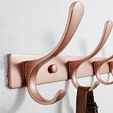 SKOLOO Coat Rack Wall Mounted 6 Hooks Pack of 2 Matte Rose Gold Stainless Steel view 3