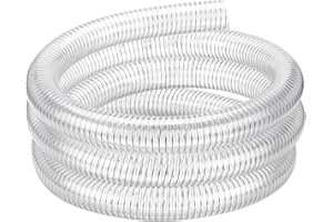 GEOWAKY 1"id-50ft PVC Reinforced Tubing Steel Wire Suction Flexible Hose Vinyl Tubing Heavy Duty PVC Vacuum Hose Drain Fuel Oil Gas Water for Marine Bilge Pump Pond Spa